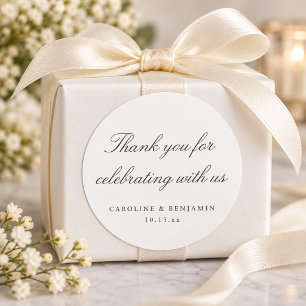 Elegante weiße Schrift Hochzeit Benutzerdefinierte Runder Aufkleber