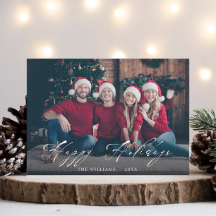 Elegante weiße Schriftfamilienfoto Feiertagskarte