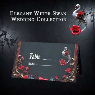 Elegante Weiße-Schwan-Hochzeitskollektion Platzkarte