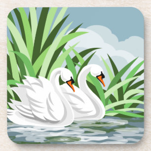 Elegante Weiße Schwäne Getränkeuntersetzer