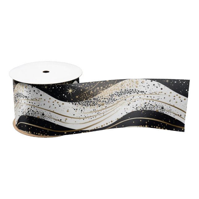 Elegante, weiße schwarze Streifen Satinband (Spule)