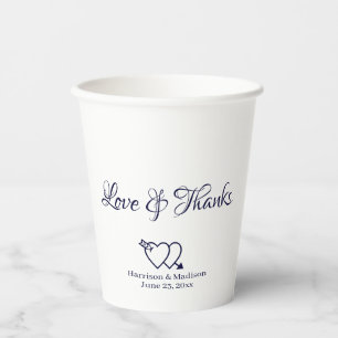 Elegante, weiße Skriptherzen Hochzeit Pappbecher