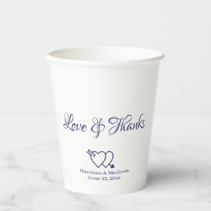 Elegante, weiße Skriptherzen Hochzeit Pappbecher