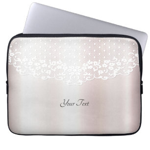 Elegante weiße Spitze Blumen Laptop-Hülle Laptopschutzhülle