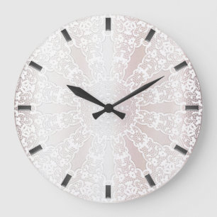 Elegante weiße Spitze Blumen Wanduhr