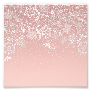 Elegante weiße Spitze mit Blumen und Fotodruck