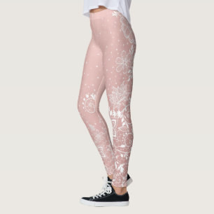 Elegante weiße Spitze mit Blumen und Leggings