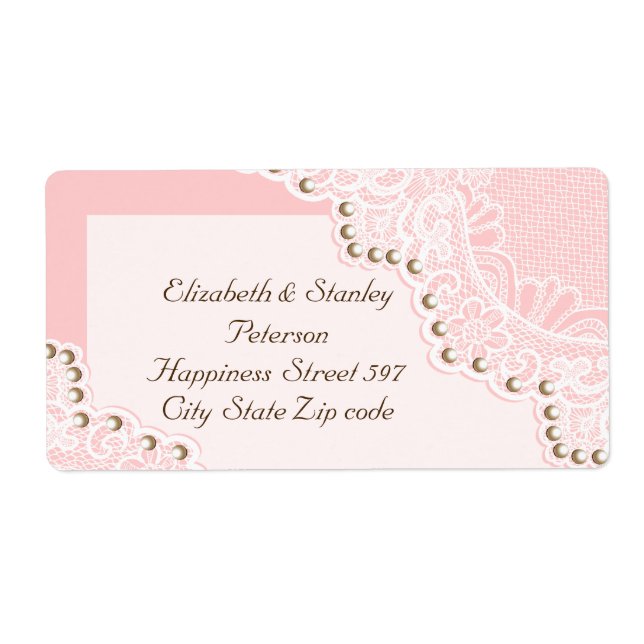 Elegante weiße Spitze mit Perlen rosa Hochzeitslab (Vorne)