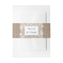 Elegante weiße Spitze-und Leinwand-Vintage Einladungsbanderole