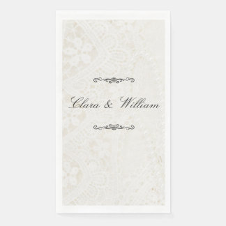 Elegante weiße Spitzen-Perlen-Hochzeitsservietten Serviette