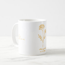 Elegante weiße Tasse mit Orange Marigold Blume