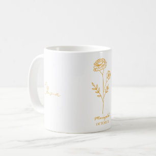 Elegante weiße Tasse mit Orange Marigold Blume