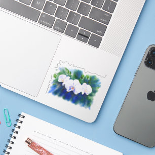 Elegante, weiße tropische Boho-Orchideen Aufkleber