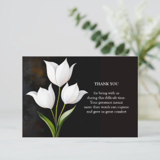 Elegante weiße Tulpen in der Dunkelheit Dankeskarte