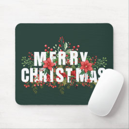 Elegante weiße Typografie Frohe Weihnachten Mousepad