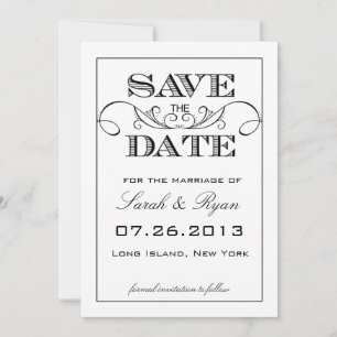 Elegante weiße u. schwarze Save the Date