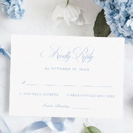 Elegante weiße und blaue Hochzeits-RSVP  Begleitkarte