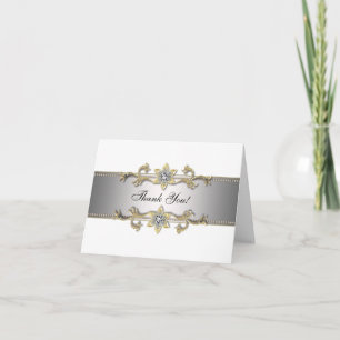 Elegante weiße und goldene Dankeskarten Dankeskarte
