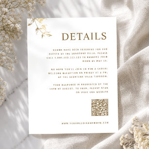 Elegante Weiße und Goldene Hochzeitsdetails mit QR Begleitkarte
