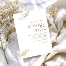 Elegante weiße und goldene Minimal-Hochzeit