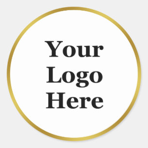 Elegante weiße und goldene Vorlage Ihr Logo hier Runder Aufkleber