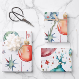 Elegante weiße und goldene Weihnachtsbände Geschenkpapier Set