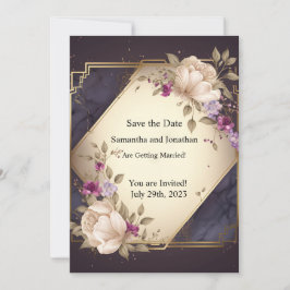 Elegante weiße und Lila Blume Save the Date Karte