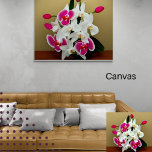 Elegante, weiße und rosa Orchideen, digitales Bouq Leinwanddruck<br><div class="desc">Dieser Leinwand besticht durch einen Bouquet aus weißen und rosa Orchideen mit goldenem Hintergrund. Die weißen und rosa Orchideen, die vor dem goldenen Hintergrund hervorgehoben wurden, schaffen ein elegantes und gleichzeitig auffälliges Stück. Reine weiße Orchidee in den Blütenblättern hebt ihre zarte Schönheit hervor und verleiht dem Bouquet einen Hauch von...</div>