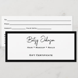 Elegante weiße und schwarze Geschenkkarte Einladung