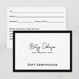 Elegante weiße und schwarze Geschenkkarte Einladung