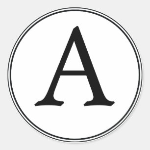 Elegante weiße und schwarze Monogramm-Aufkleber Runder Aufkleber