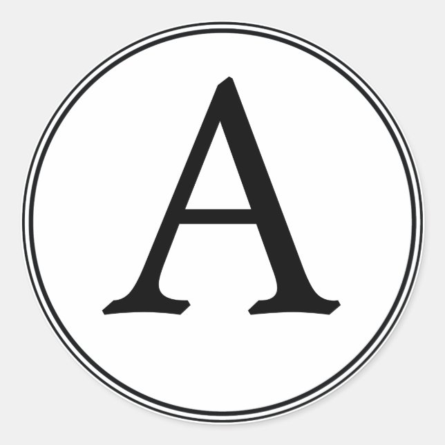 Elegante, weiße und schwarze Monogramm Stickers (Vorderseite)