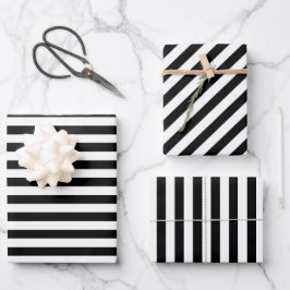 Elegante weiße und schwarze Weihnachtsmarke Geschenkpapier Set
