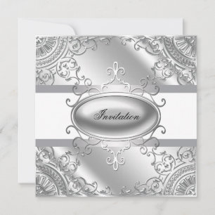 Elegante weiße und silberne Party-Einladungsvorlag Einladung