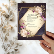 Elegante weiße violette Blumen Hochzeitskarte