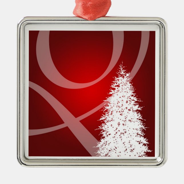 Elegante, weiße Weihnachtsbaumdekoration Silbernes Ornament (Vorne)