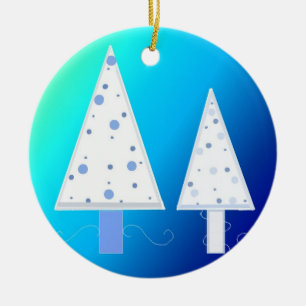 Elegante weiße Weihnachtsbaumen Keramikornament