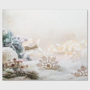 Elegante Weiße Weihnachtskugeln im Chic Holiday-St Geschenkpapier