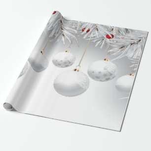 Elegante weiße Weihnachtskugeln Urlaub Geschenkpapier