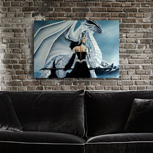 Elegante weiße Winter-Gothic-Drachenkönigin Fantas Poster