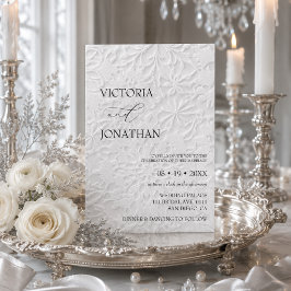 Elegante weiße Winterhochzeit Einladung