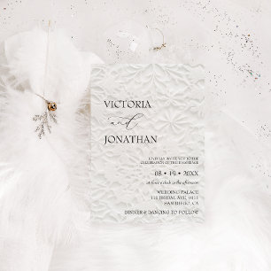 Elegante weiße Winterhochzeit Einladung
