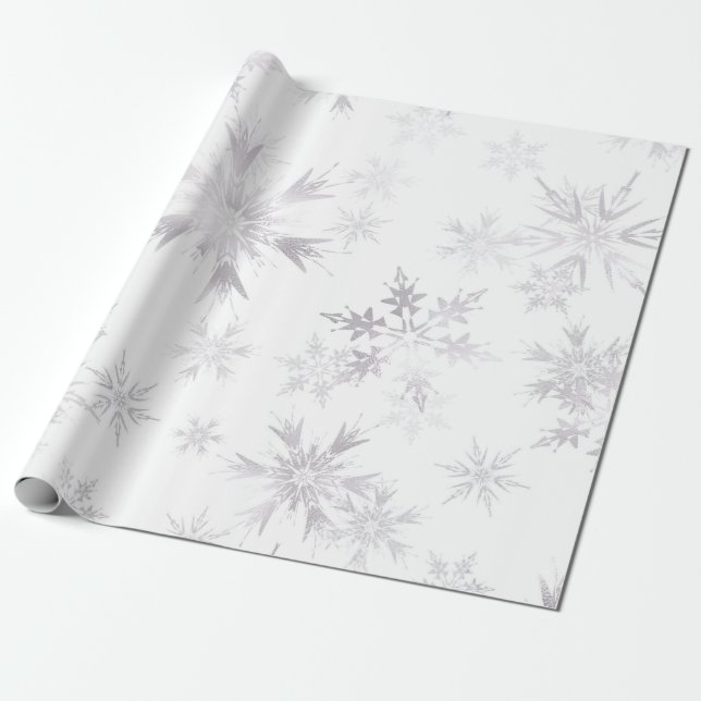 Elegante weiße Winterschneeflocken Geschenkpapier (Ungerollt)
