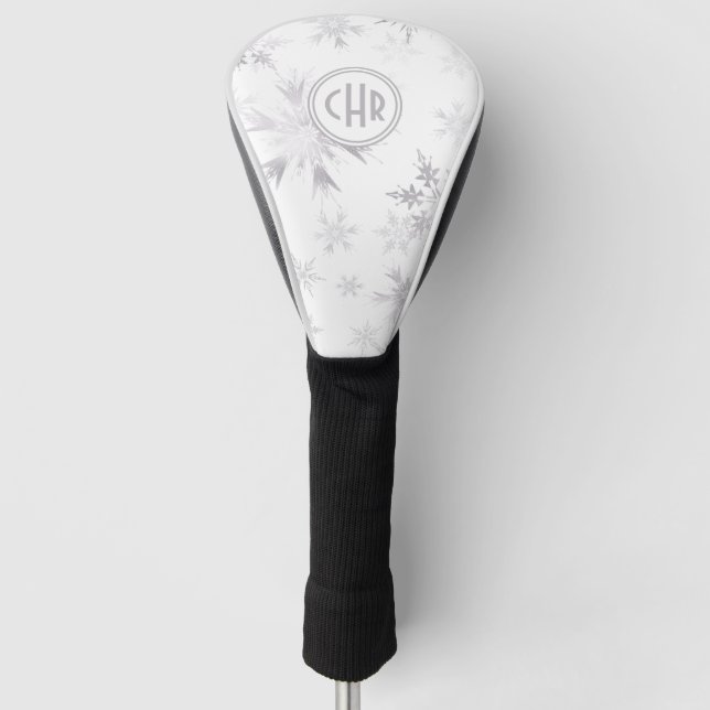 Elegante weiße Winterschneeflocken Golf Headcover (Vorderseite)