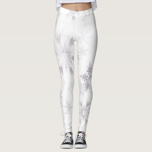 Elegante weiße Winterschneeflocken Leggings