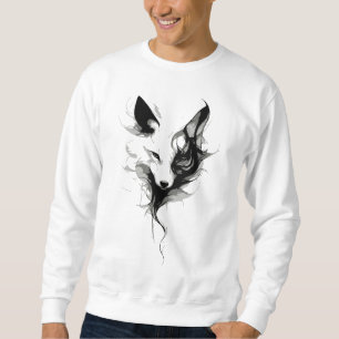 Elegante Weiße-Wolf-Kunst in schwarzer Tinte Sweatshirt