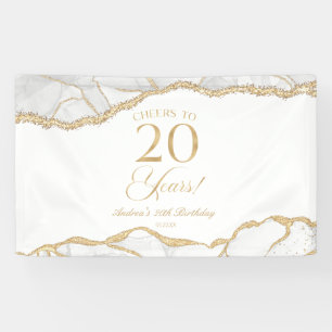 Elegante Weißgold-Achat-20.-Geburtstagsfeier Banner