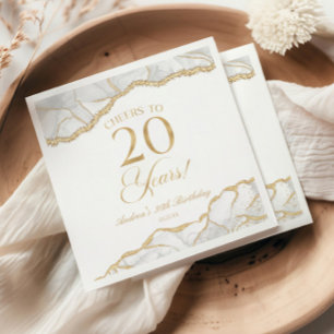 Elegante Weißgold-Achat-20.-Geburtstagsfeier Serviette