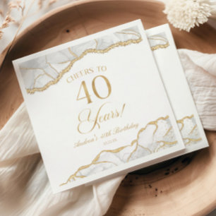 Elegante Weißgold-Achat-40.-Geburtstagsfeier Serviette