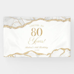 Elegante Weißgold-Achat-80.-Geburtstagsfeier Banner
